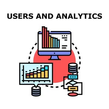 Users and analytics processing data for business insights Stock Illustration