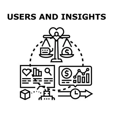 Users and insights data analysis balancing value イラスト素材