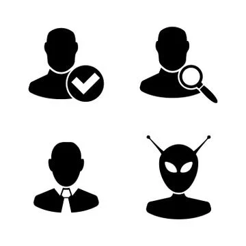 Users, Avatars. Simple Related Vector Icons Stock Illustration