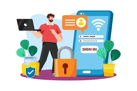 Users can access their emails from multiple devices with email service. Stock Illustration