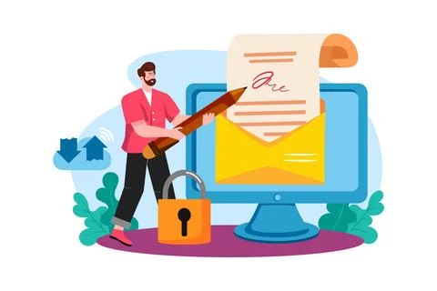 Users can set up email signatures to personalize their messages. Stock Illustration