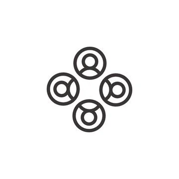 Users in Circle teambuilding group icon. network teamwork connection symbol.  Stock Illustration