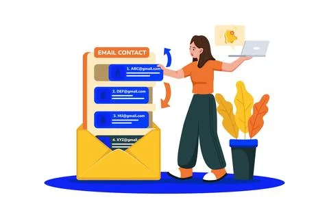 Users create and manage contact lists. Stock Illustration