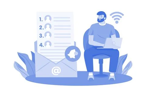 Users create and manage contact lists. Stock Illustration