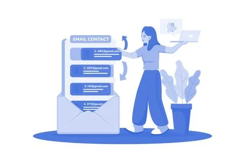 Users create and manage contact lists. Stock Illustration