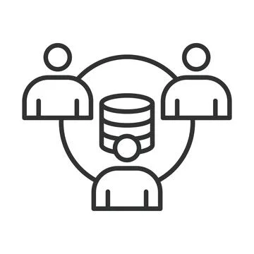 Users database, icon in line design. Users, database, information, storage Illustrazione stock