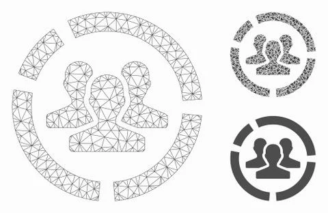 Users Diagram Vector Mesh Carcass Model and Triangle Mosaic Icon 库存插图