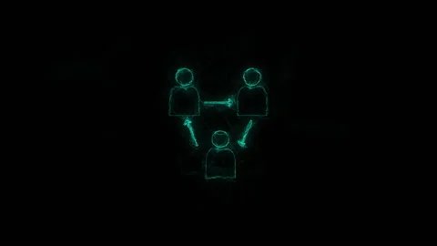 Users group with arrows icon with plexus effect. Connected lines with dots Stock Footage 169302286