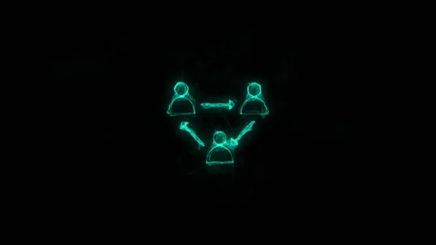 Users group with arrows icon with plexus effect. Connected lines with dots Stock Footage 169303087