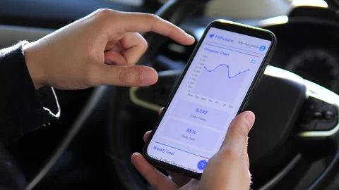A users hands engage with a personalized activity chart on their phone 스톡 동영상 316765949