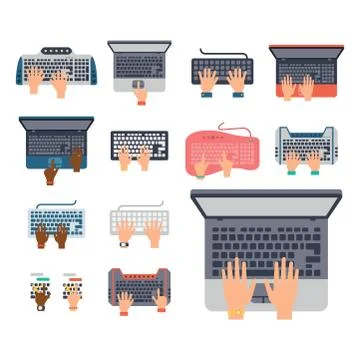 Users hands on keyboard and mouse of computer technology internet work typing イラスト素材