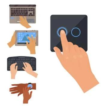 Users hands on keyboard computer touch gestures technology internet work swipe イラスト素材