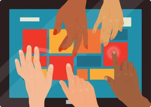 Users hands touch gestures technology internet work swipe typing tool vector Stock Illustration