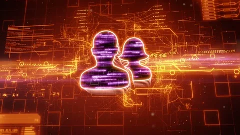 Users icon on abstract orange background Stock Footage 72348257