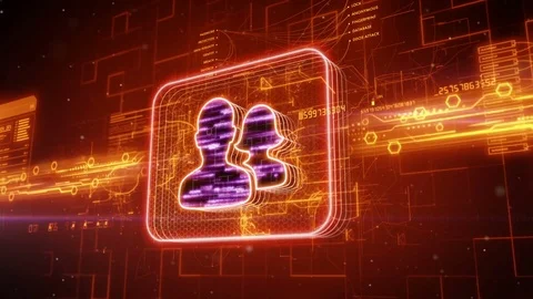 Users icon on abstract orange background Stock Footage 72348263