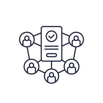 Users icon with a phone, line vector Stock Illustration