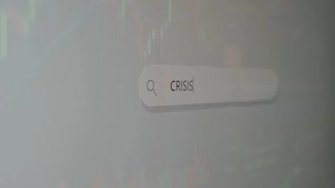 Users input search queries related to finance and energy issues, showing a 库存影片 337552153