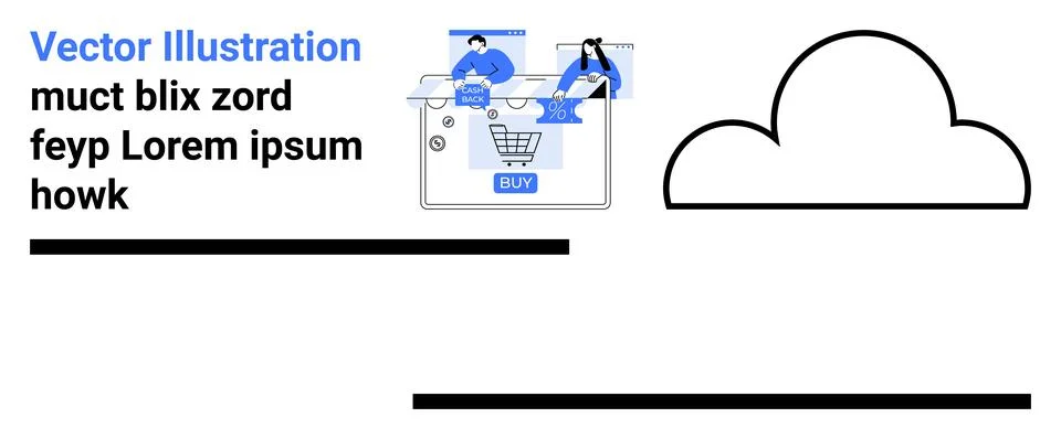 Users interact with an online store interface, adding items to a shopping car Illustrazione stock