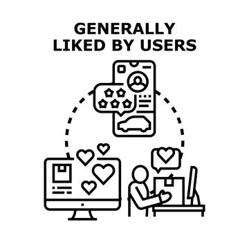 Users liking content and receiving positive feedback Stockillustratie