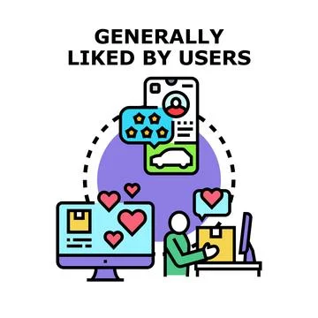 Users liking content and receiving positive feedback Stock Illustration