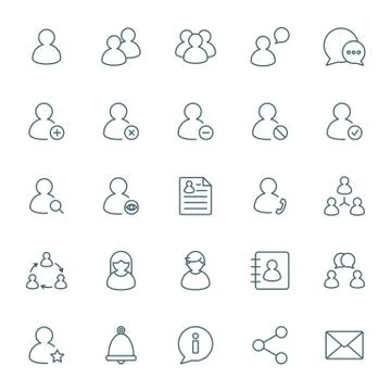 Users, management, human resources vector icons set Stock Illustration
