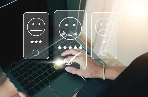 Users rate the service experience in the Concept : Customer Satisfaction Su.. Stock Photos