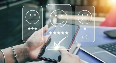 Users rate the service experience in the Concept : Customer Satisfaction Su.. Stock Photos