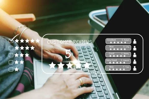 Users rate the service experience in the Concept : Customer Satisfaction Su.. Stock Photos