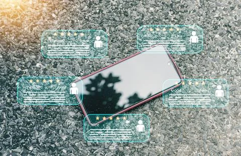 Users rate the service experience in the Concept : Customer Satisfaction Su.. Stock Photos