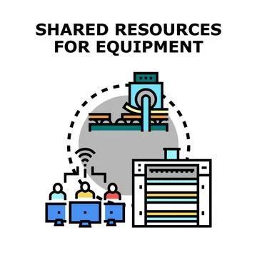 Users sharing resources for industrial equipment management 库存插图