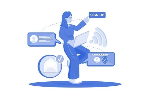 Users sign up for email service Stock Illustration
