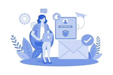 Users sign up for email service for online communication. Stock Illustration