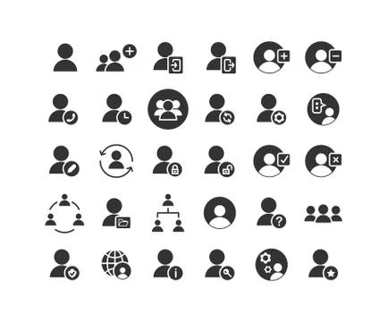 Users solid icon set. Vector and Illustration. 스톡 일러스트