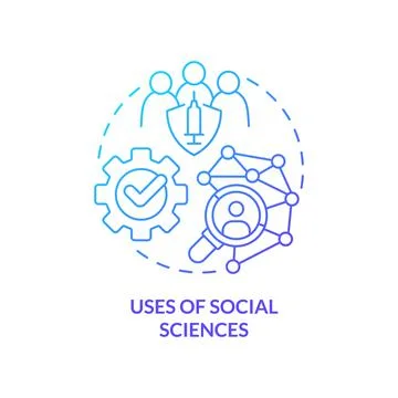 Uses of social sciences blue gradient concept icon Stock Illustration