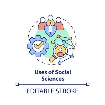 Uses of social sciences concept icon Stock Illustration