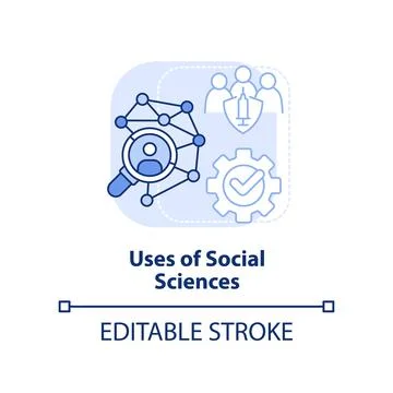 Uses of social sciences light blue concept icon Stock Illustration