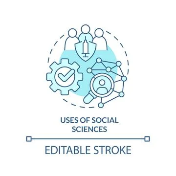 Uses of social sciences turquoise concept icon Stock Illustration