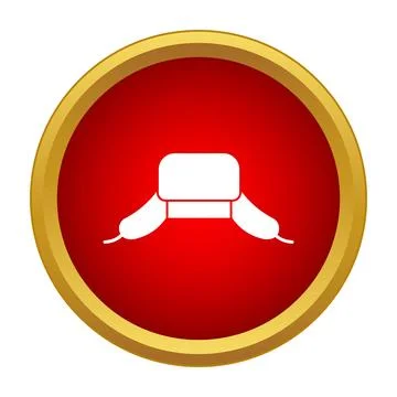 Ushanka earflap hat icon in red circle Stock Illustration