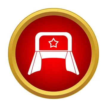 Ushanka hat with star icon on red background 库存插图