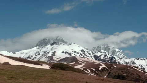 Ushba mountains is one of the most notable peaks of the Caucasus Mountains. Stock Footage 239763401