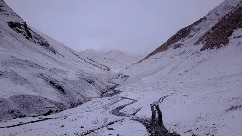 Ushguli snow mountain Video stock 97692928