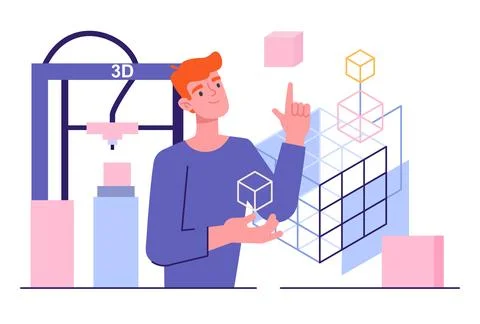 Using 3d printer concept Stock Illustration