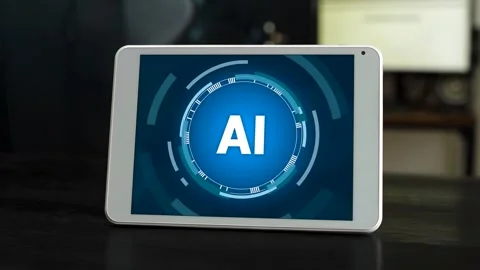 Using AI artificial intelligence at work concept. AI agent on tablet. Stock Footage 304853660