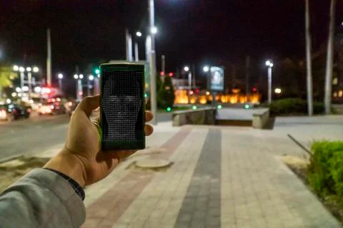 Using AI bot on a smartphone Foto stock