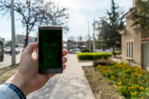 Using AI bot on a smartphone Stock Photos