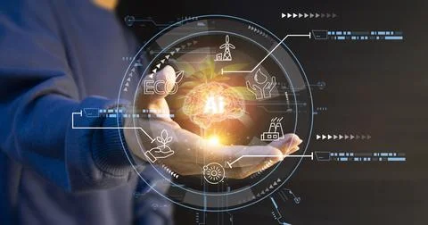 Using AI in conjunction with sustainable development and business operation.. Stock Photos