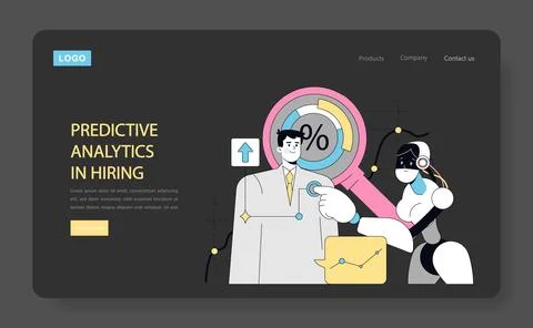 Using AI for Human Resources. Flat Vector Illustration イラスト素材