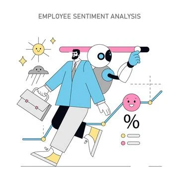 Using AI for Human Resources. Flat Vector Illustration Illustrazione stock