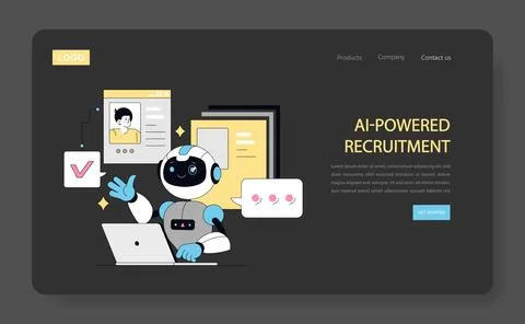 Using AI for Human Resources. Flat Vector Illustration 스톡 일러스트