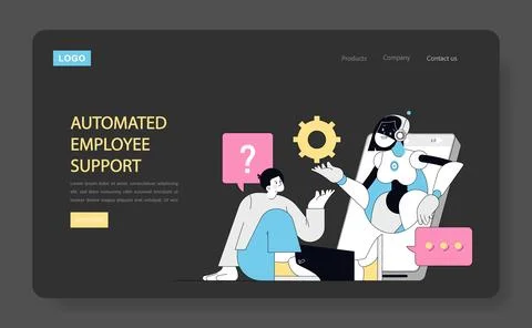 Using AI for Human Resources. Flat Vector Illustration Stock Illustration